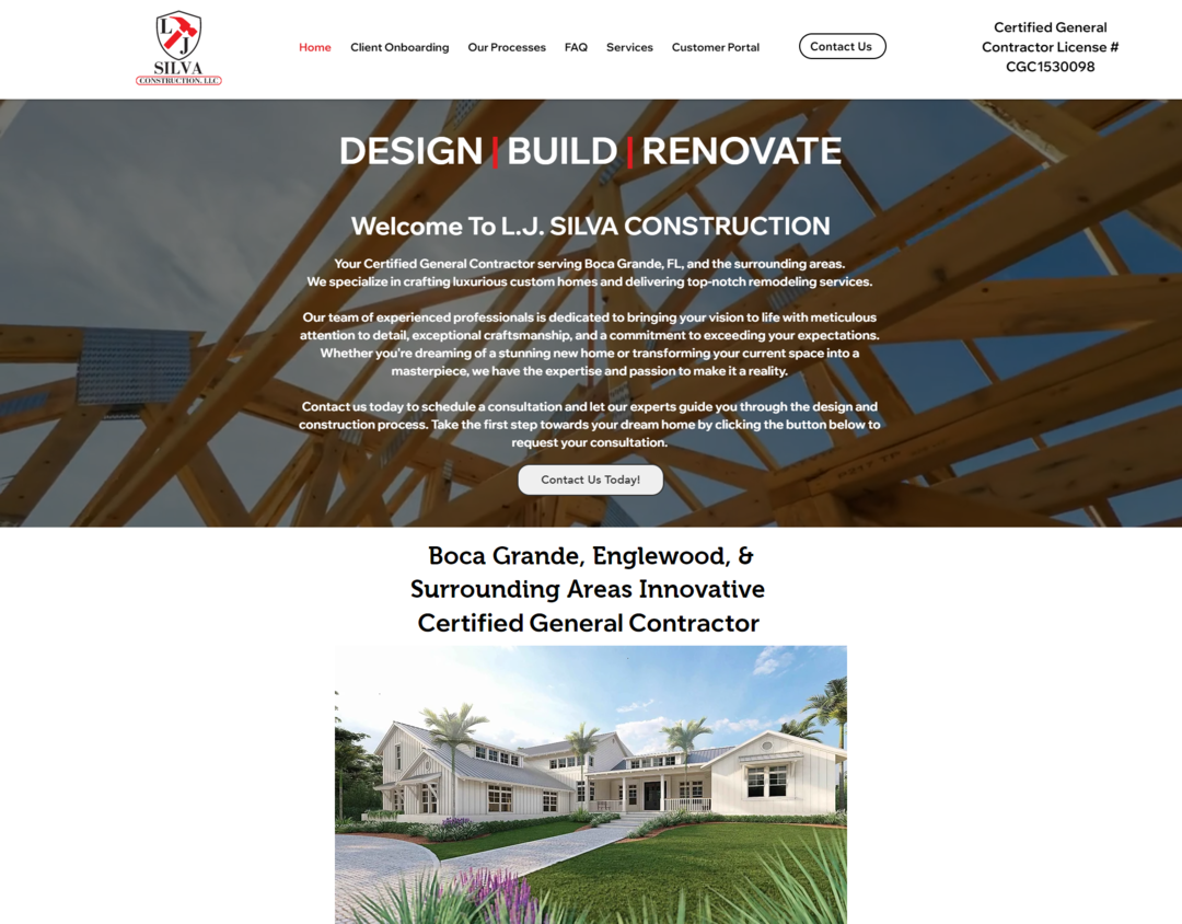 LJ Silva Construction website